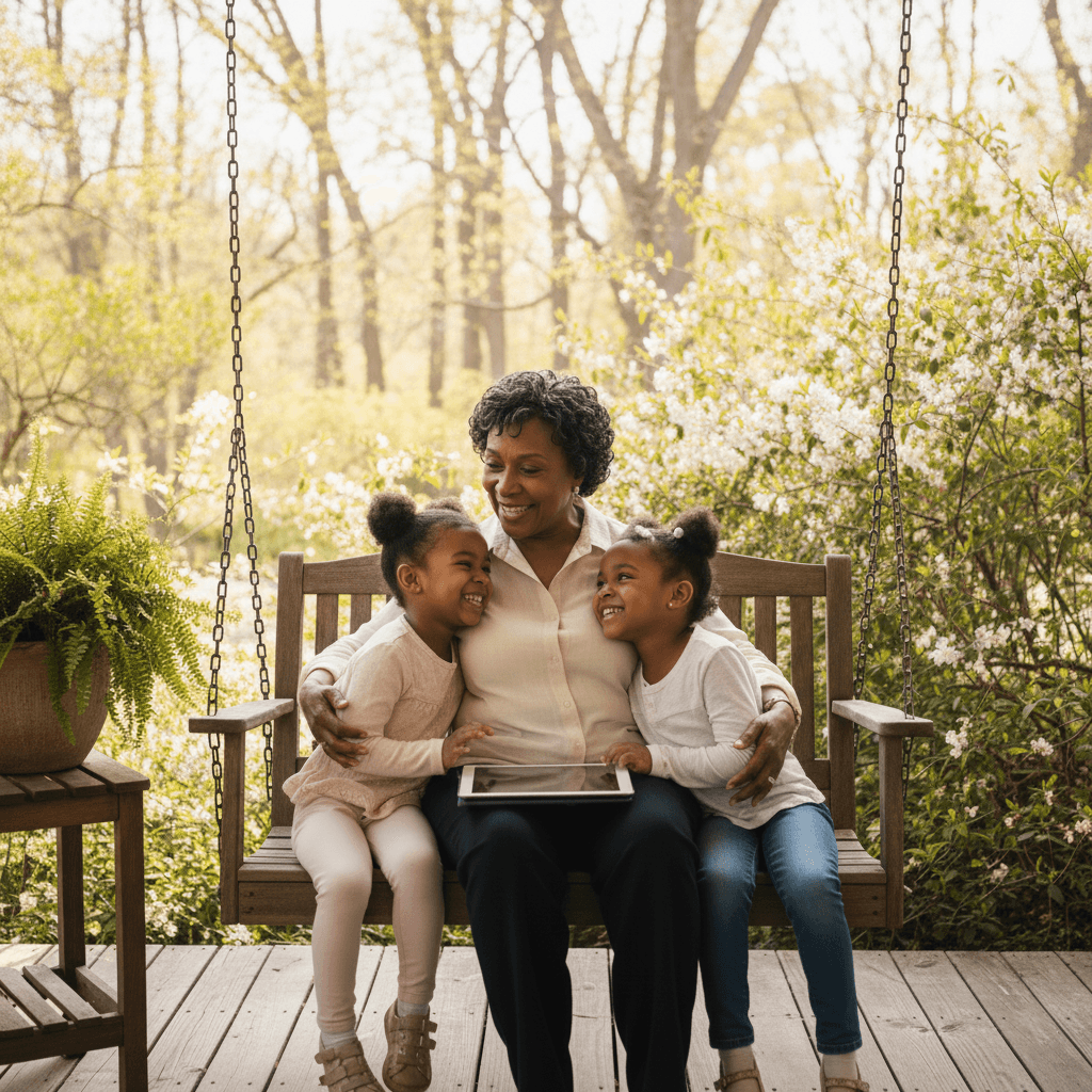 Grandparent sharing stories